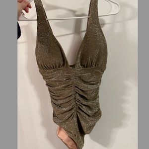 NWT Jcrew Sparkle ruched plunge one-piece